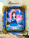 'Blue dreamer' : Acrylics framed painting 10.24x12.6"