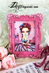 'Peppermint Candy Queen' : Embellished print in hand-painted frame 7.5x9.5"