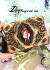 'Red Heart Queen' : Decorated wooden treasures' box 6.3x4.3x3.9"