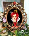'Red Heart Queen' : Fine Art Print in hand-painted frame 12.2x15.7"/31x40cm
