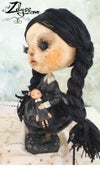 'Wednesday Addams' : Mixed media Sculpture 10.6x4.3x6.7"