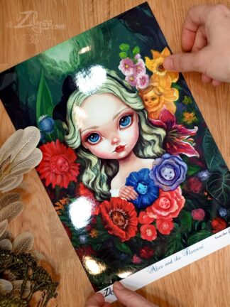 'ALICE AND THE FLOWERS' - A4 Size print 21x29.7cm/8x12" approx. (with border)