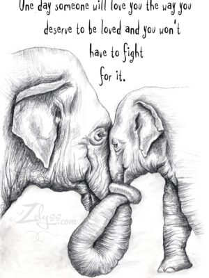 'ELEPHANT LOVE' - original sketch (8 1/4x5 7/8"/21x14.8cm)