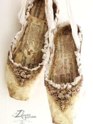 'Beige ballet shoes' ♡ recycled art - paper sculpture made out of a cereal box!