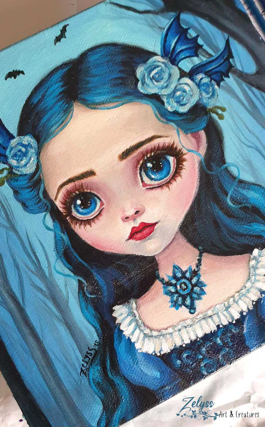 'Emiliana' - acrylics painting (8x8"/20x20cm) - Image 6
