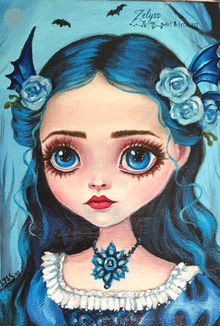 'Emiliana' - acrylics painting (8x8"/20x20cm) - Image 5